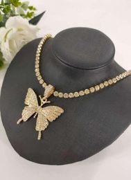 European and American ins 2020 big butterfly pendant single row rhinestone bright diamond necklace necklace Nightclub accessories9071137