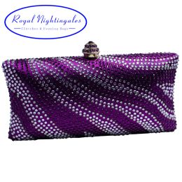 Bags Factory Wholesale Purple Womens Evening Bag with Rhinestone Crystal Clutch Purse