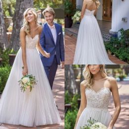 Elegant Floor Length Country Wedding Dresses Lace Applique Tulle Beading Strapless Pleats Ruched Custom Made Wedding Gown