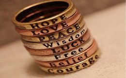 2012 Fashion Jewellery Punk Letter Peace Belief Love Hope Luck Finger Rings Prom Gift8927100