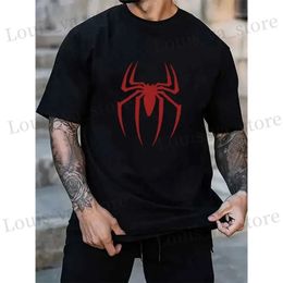 Men's T-Shirts Mens T-shirt Spider Print T-shirt High Quality Trend Brand Cotton Top Short Slve Oversized T Shirt Men Clothing Summer 2024 T240419