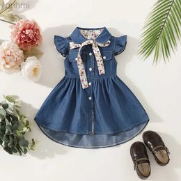 Girl's Dresses Baby Girl Dress Denim Skirt Children Girl Denim Clothing Children Newborn Casual Summer Clothing 0-3 Years Old d240423