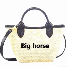 Drawstring Big Horse Woman Shoulder Bag Lady Crossbody Woven Mini Women's Handheld Bucket Ladies Messenger Sac A Main