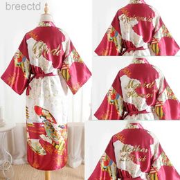 Women's Sleep Lounge Burgundy Maid Of Honour Bride Robe Mother of the Bride Women Satin Wedding Kimono Robes Sleepwear Nightgown Dress Woman Bathrobe d240419