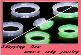 mix 416mm 160pcs Soft Silicone Clear Glow In Dark Ear Plugs Tunnels Unique Ear Plugs Piercings body jewelry7182604
