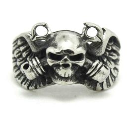 2pcs Fast Ghost Skull Grenade Ring 316L Stainless Steel Fashion Jewellery Cool Biker Double2098355