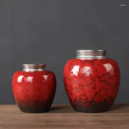 Storage Bottles Chinese Vintage Ceramic Jar Kiln Turned Can Home Jewellery Food Container Candy Nuts Coffee Bean Bottle
