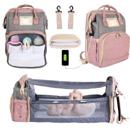 Bags Maternity Diaper Bag Usb Charging Backpack U.s. Overseas Warehouse Shipment Faster Multifunctional Baby Bed Bags with Hooks