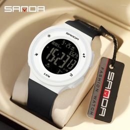 Wristwatches SANDA 2142 Sport Watch Mens Watches Top Waterproof LED Electronic Digital Male Relogio Masculino