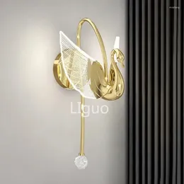 Wall Lamp Nordic LED Swan Light Gold Sconce Indoor Lighting Home Decor For Living RoomKitchen Bedroom Bedside Fixture