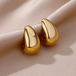 Vintage Chunky Dome Drop Earrings For Women Gold Colour Stainless Steel Thick Teardrop Earring Valentines Wedding Jewellery Gift 240419