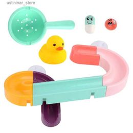 Sand Play Water Fun Baby Bath Toys DIY Slide Tracks Pipeline Yellow Ducks Bathroom Bathtub Play Rainbow Shower Water Educational Toys For Children L416