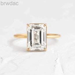 Solitaire Ring Natural 1-3ct Moissanite 925 Sterling Silver Ring For Women Unique Emerald Cut Solitaire Engagement Promise Band Jewelry Gifts d240419