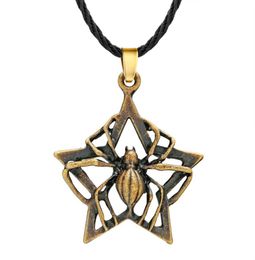 Huilin Jewelry Punk Animal Insect Spider Necklace Antique Bronze Rock Star Pendant Necklace Viking Cool Men Jewelry Gift Charm7263378