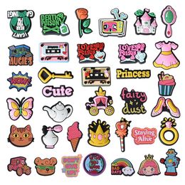 Anime charms wholesale childhood memories sweet princess funny gift cartoon charms shoe accessories pvc decoration buckle soft rubber clog charms