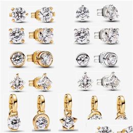 Stud 2023 New 925 Sier Earring For Women Designer Jewelry Fashion Charms Pendant Diy Fit Pandoras Era Bezel Lab-Grown Diamond Earrings Dhloa