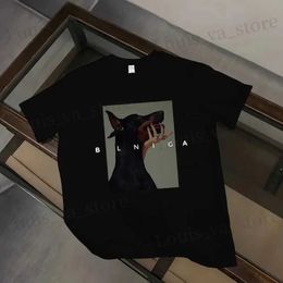 Men's T-Shirts Summer Oversized 100% Cotton T-shirt Harajuku Tshirts Men Clothing Hip Hop T Shirt Women Tops Gothic Doberman Printed Strtwear T240419