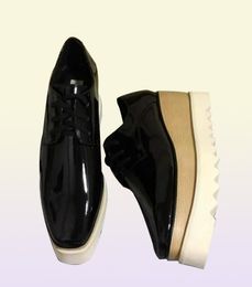 new whole Stella Mcartney Elyse Star Platform Oxford women Shoes with Platform Black Leather White Sole3477482