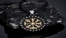 Pendant Necklaces Classic Norse 24 Runes Viking Compass Mens Amulet Vegvisir Stainless Steel Chain Icelandic Male Jewellery GiftsPen1566703