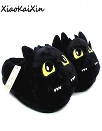 Unisex Anime Cartoon Plush Slippers How to Train Your Dragon Style Winter Warm Soft PP Cotton Black Home y Slippers Shoes Y2001067248623