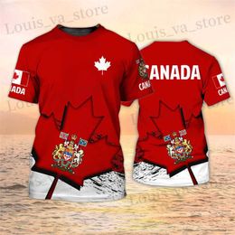 Men's T-Shirts Canada T Shirts Canadian Flag Emblem Maple Leaf 3D Print T-shirt Strtwear Fashion Oversized Boys Girls Ts Men Clothing Tops T240419