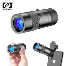 Telescopes APEXEL Optional 6X 0.3m Close Focus telescope lens monocular HD BAK4 Prism telephoto for all Smartphones Hunting Camping Travel