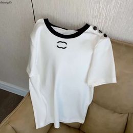 Chanclas Shirt Designer For Women Shirts With Letter Dot Fashion Tshirt With Embroidered CC Letters Summer Short Sleeved Brand Chanells 7002