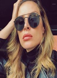 Sunglasses Black Round Vintage Women Men Brand Designer Double Bridge Sun Glasses Female 2021 Fashion Eyewear Outdoor UV40015479381