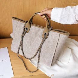 Shoulder Bags Large Capacity Women Tote Bag Texture Canvas Casual Travel Hobo Chain Handbag Organiser Fashion Zip Messenger