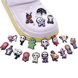 Anime Halloween horror witch sally Jack chucky The Nightmare Before Christmas cartoon charms shoe accessories pvc decoration buckle soft rubber clog charms