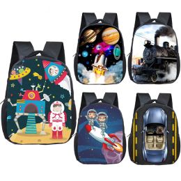 Bags Cartoon Rocket Spaceship / Locomotive / Car Backpack Children School Bag Girl Boy School Backpacks Baby Toddler Bag Kid Bookbag