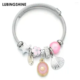 Charm Bracelets Charms Stainless Steel Bracelet&Bangle For Women Silver Colour Adjustable Crystal Disco Ball Chains Fashion Jewellery