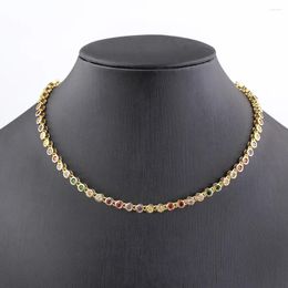 Chains Nidin Ins Sexy Choker Iced Out Tennis Chain Necklace For Women Luxury Cubic Zircon Crystal Neck Accessories Jewelry