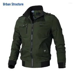 Men's Jackets Casual Jacket Men 2024 Autumn Cotton Lightweight Multi Pockets Zip Front Stand Collar Military Windbreake