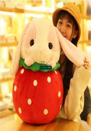 Dorimytrader 2018 cartoon soft fruit bunny plush toy big stuffed anime strawberry watermelon pineapple banana rabbit doll 50cm DY61921742