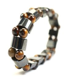black hematite stone tiger eye beads stretch bracelets male round beads charms bracelet bangle mens jewelry9603770