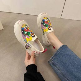 Casual Shoes Women Platform Vulcanized 2024 Woman Thick Sole Canvas Loafers Fashion Graffiti Sneakers Outdoor Flats Sports