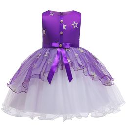 2024年のクリスマスヨーロッパと米国の子供用服の魔女のコスチュームスターネットガーゼペンペンスカート卸売