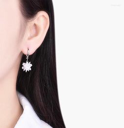 Stud Earrings Wollet Flower Ear Hook Female Buckle Wild Sling Temperament Pearl Shell Beads Crystal Korean Long Tassel1696653