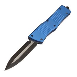 Top Quality H9621 High End AUTO Tactical Knife VG10 Two-tone Black Double Edge Blade CNC Blue Aviation Aluminium Handle Outdoor Survival Knives with Nylon Bag
