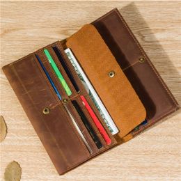 Wallets Vintage Cow Genuine Leather Men Long Wallet Real Leather Man Card Holder Purse Business Multicard First Layer Leather Wallets