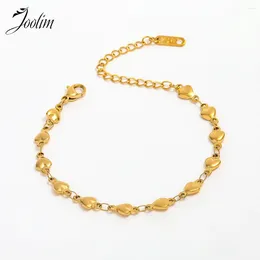 Link Bracelets Joolim Jewellery Wholesale High End PVD Waterproof Fashion Simple Romantic Love Heart Pave Stainless Steel Bracelet For Women