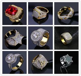 Many Designs for Options Bling Iced Out Gold Rings Mens Hip Hop Jewelry Cool CZ Stone Men Hiphop Rings Size 7117709048