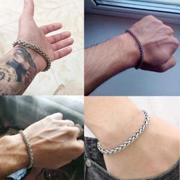 Link Bracelets Stainless Steel Gold Silver Plated Basket Chain Men Women Bracelet 4/5/6/8mm Bangle Hand Anillos Jewellery Wholesale Drop