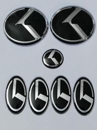 7pcs new black K logo badge emblem for KIA new Forte YD K3 2014 2015car emblems3D sticker2637004