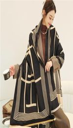 Scarves Winter Scarf Women Cashmere Pashmina Shawls Design Luxury Striped Print Bufanda Thick Warm Blanket Hijab Wraps Lady Shawl5113940