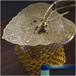 Tea Strainers Household Items Bodhi Leaf Leak Creative Pure Copper Leaves Fair Cup Philtre Strainer Kung Fu Set Accessories Drop Delive Dhn7L