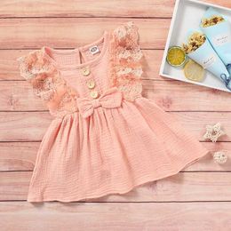 Girl's Dresses Summer Baby Girls Dress Solid Sweet Lace Princess Sleeveless Dress Infant Cotton Soft Breathable Casual Dress Newborn Gift 6-24M d240423