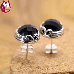 Stud Earrings Fashion Agate Black For Women 925 Sterling Silver Punk Classic Party Wedding Mom Gifts Fine Jewellery SE53