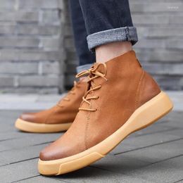 Casual Shoes Retro Solid Color Non-slip Mans Boots 2024 Autumn Men Fashionable And Comfortable Rubber Sole Plus Size 46 47